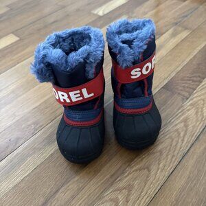 Sorel Toddler Insulated Snow Boots Black/ Blue Boys Size 6